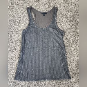 Banana Republic Gray Shimmer Sequin Tank Top Size M